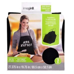 Imagin8 Women's Adult Apron 3 count Color Black 100% Cotton One Size Fit…